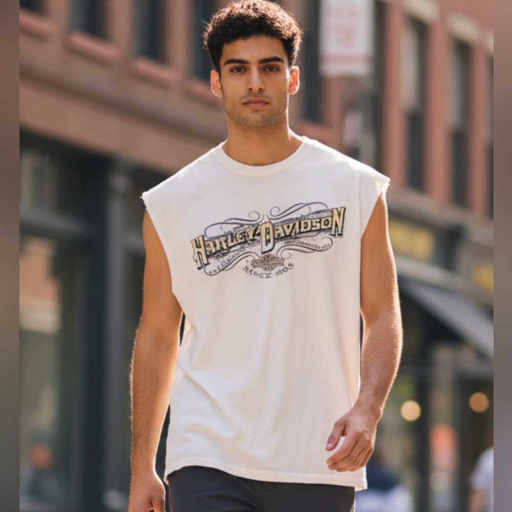 Harley-Davidson 2000 Vintage White Tank Top Tilley  Statesville NC Men’s Size M